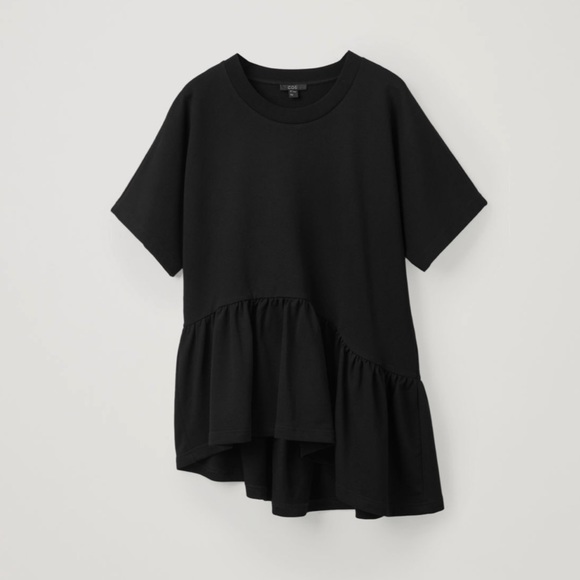 COS Asymmetric Gathered Cotton Top Black Medium - Picture 2 of 11